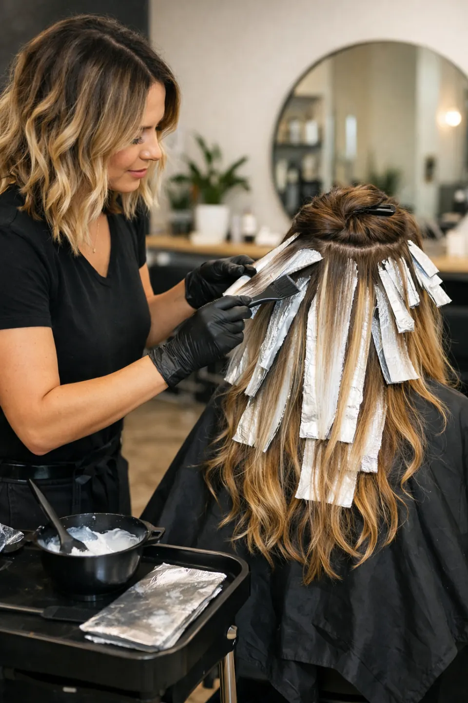 Full balayage with soft, lived-in blonde at Hair by Feree, Duluth GA