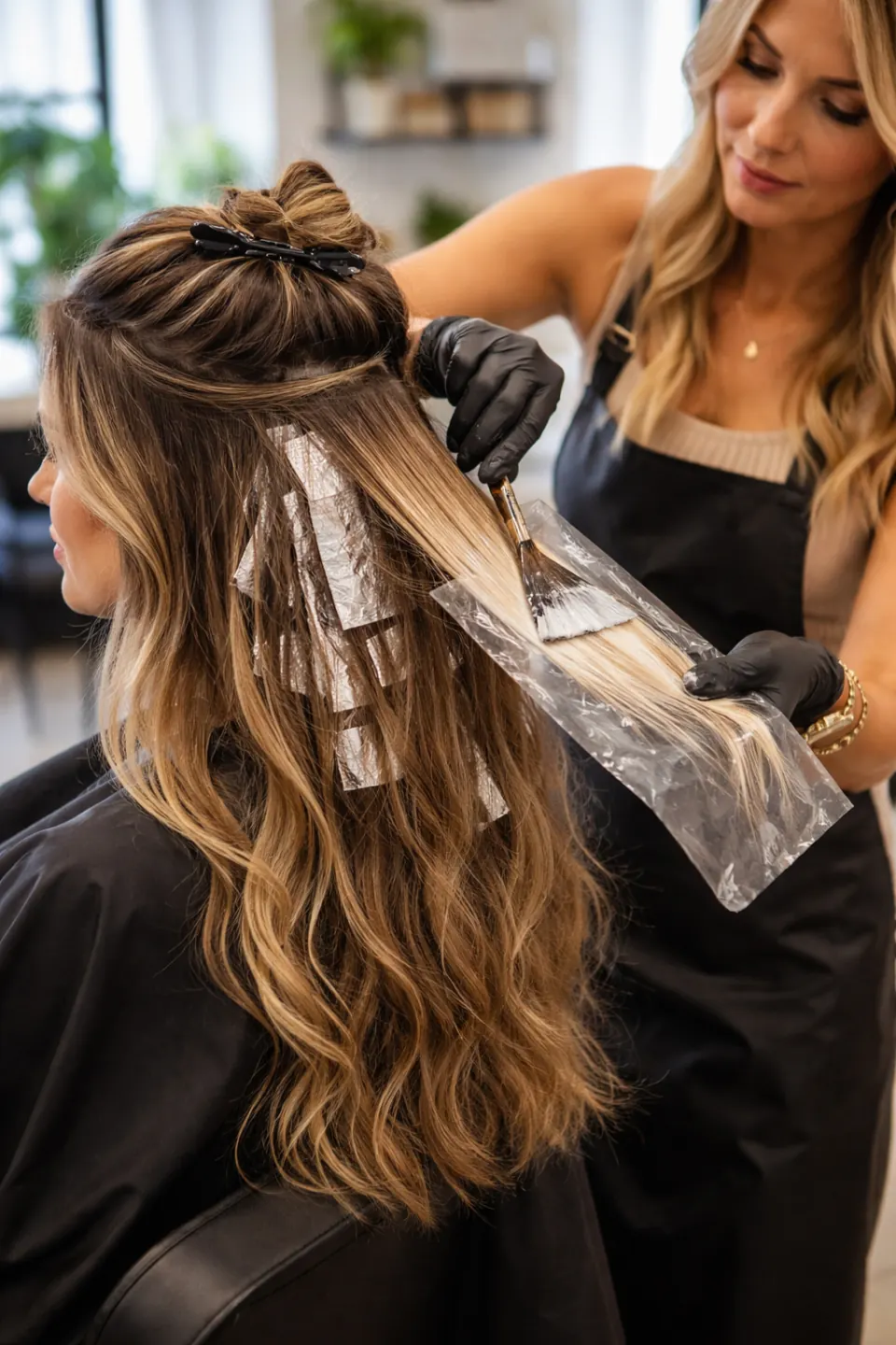 Partial balayage adding brightness around the face at Hair by Feree, Duluth GA
